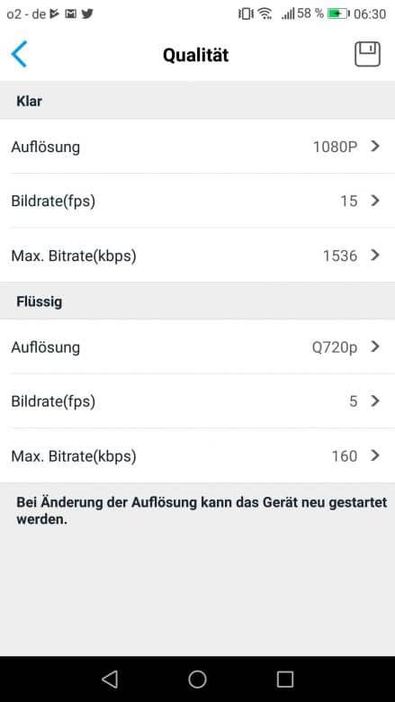 Qualitätseinstellungen