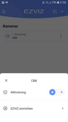 EZVIZ CB8 App Ausgewähltes Gerät scharf stellen