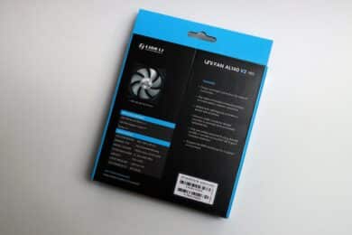 Schachtel der Lian Li Uni Fan AL140 V2 von hinten