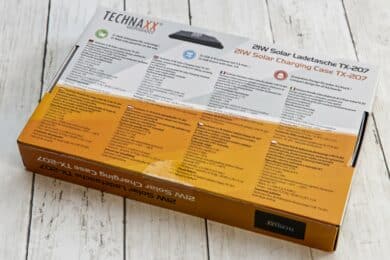 Technaxx 21W Solar Ladetasche TX207 Verpackung von hinten