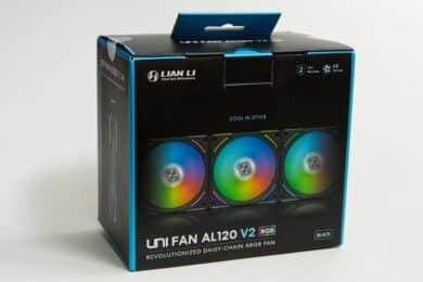 Verpackung der Lianli unifan al120 v2 von vorne