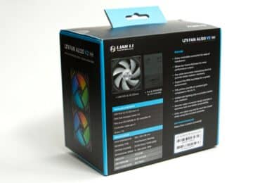 Verpackung der Lianli unifan al120 v2 von hinten