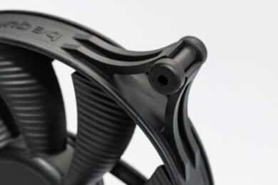 Ecke eines schwarzen Lüfters