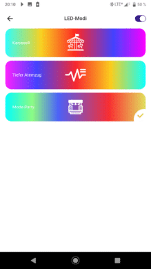 Aktivierte Beleuchtungssteuerung in der Tronsmart App