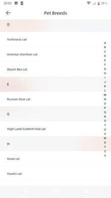 Petgugu App Auswahl der Rasse