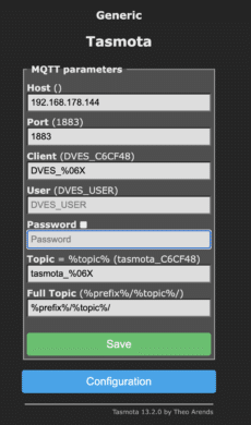 MQTT Config in Tasmota