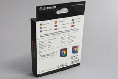Rückseite der Schachtel des Xilence XPF120.ARGB