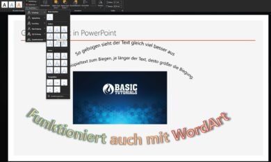 PowerPoint Text biegen