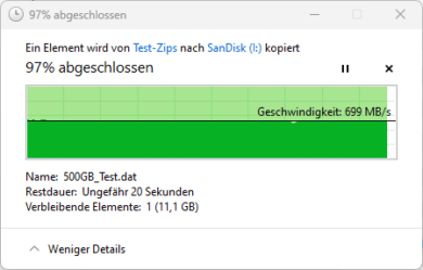 500 GB Testdateitransfer