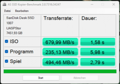 AS SSD Kopier-Benchmark