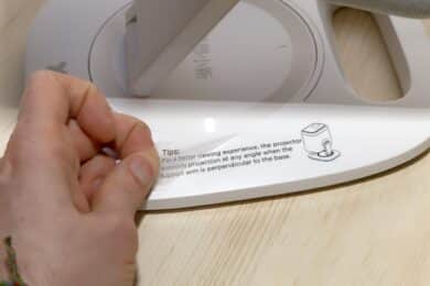 Klebestreifen mit Informationstext