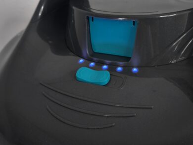 Die Akkuanzeige samt Ein-/Ausschalter