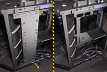 Die SSD-Klappe, welche den Zugang zur hinteren Kammer versperrt