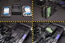 Der Einbau zweier Festplatten in den herausnehmbarem Festplattenkäfig