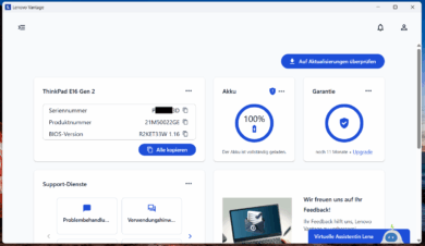 Lenovo Vantage Systeminformationen