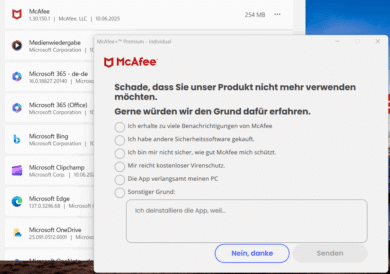 McAfee Deinstallation