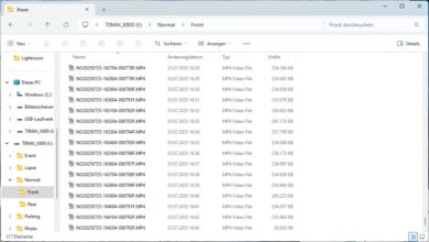 Explorer-Fenster mit Videodateien