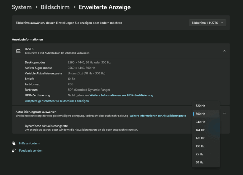 Windows: Erweiterte Anzeige