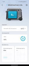 Anker EverFrost 2 App Hauptbildschirm zeigt aktuelle Temperatur und Akkustand