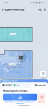 Ecovacs Home App Screenshot zeigt automatische Moppingpad-Reinigung der Station mit Heißwasser zwischen 40-75°C