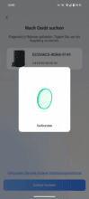 Ecovacs Home App Gerätesuche nach Deebot X9 Pro Omni über Bluetooth-Verbindung mit Fortschrittsanzeige
