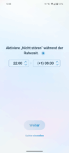 Ecovacs Home App Setup-Einstellung für "Nicht stören" Modus mit Ruhezeiten von 22:00 bis 08:00 Uhr