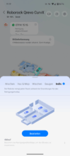 Roborock Qrevo CurvX App-Screenshot zeigt individuellen Reinigungsmodus mit 3D-Visualisierung der Wohnung und verschiedenen Modusoptionen