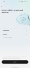 WLAN-Verbindungsmaske der Roborock-App mit eingegebenem Netzwerknamen