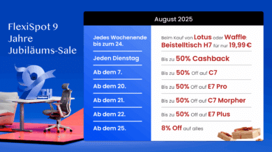 FlexiSpot 9 Jahre Jubiläum
