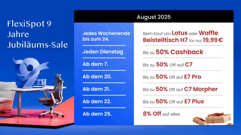 FlexiSpot 9 Jahre Jubiläum